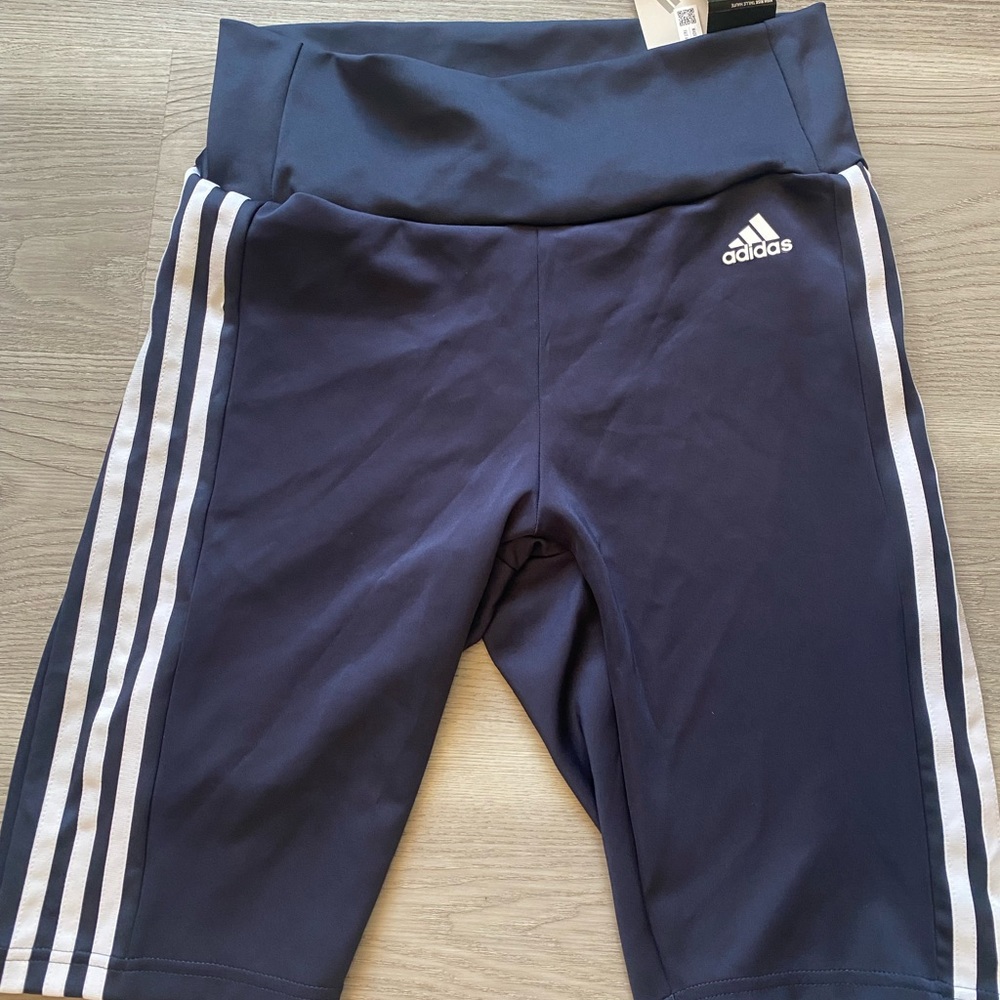 NWT Adidas tight fit bike shorts M. Navy & white